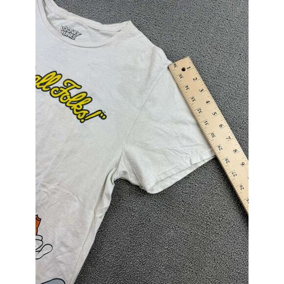 Looney Tunes T Shirt Men Medium White Bugs Bunny Graphic "That's all Folks!" - Picture 7 of 10